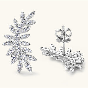 Moissanite Leaf Wedding Statement Earrings - Perimade & Co.