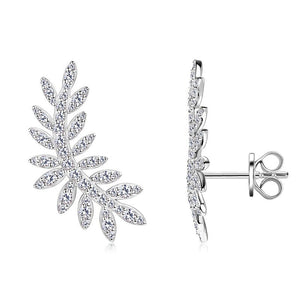 Moissanite Leaf Wedding Statement Earrings - Perimade & Co.