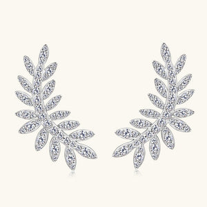 Moissanite Leaf Wedding Statement Earrings - Perimade & Co.