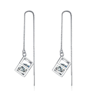 Moissanite Magic Cube Threader Earrings - Perimade & Co.