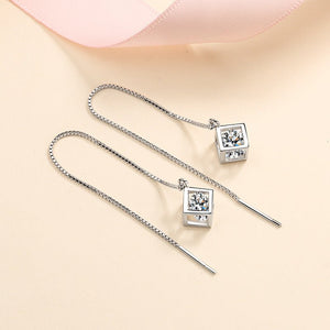 Moissanite Magic Cube Threader Earrings - Perimade & Co.