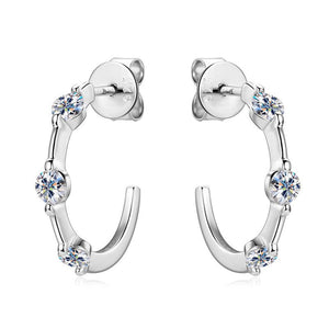 Moissanite Open Half Hoop Wedding Earrings - Perimade & Co.