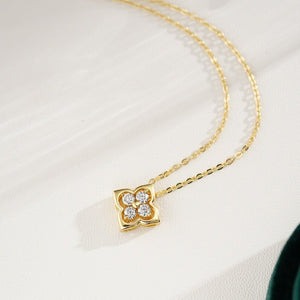 Moissanite Openwork Clover Charm Necklace - Perimade & Co.