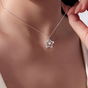 Moissanite Pave Layered Star Charm Necklace - Perimade & Co.