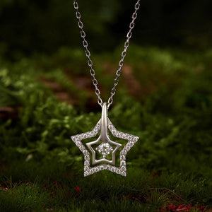 Moissanite Pave Layered Star Charm Necklace - Perimade & Co.