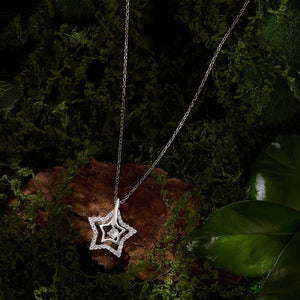 Moissanite Pave Layered Star Charm Necklace - Perimade & Co.
