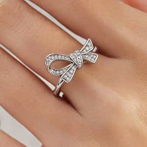 Moissanite Pave Ribbon Bow Knot Open Ring - Perimade & Co.
