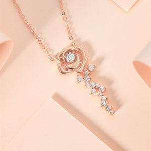 Moissanite Rose Flower Pendant Necklace - Perimade & Co.