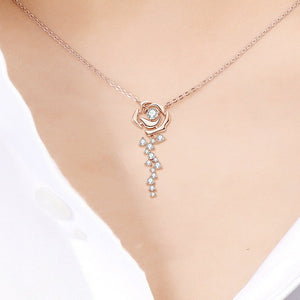 Moissanite Rose Flower Pendant Necklace - Perimade & Co.