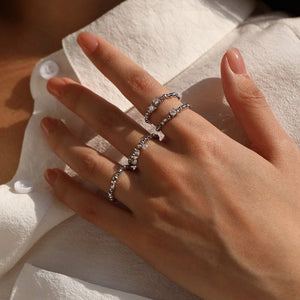 Moissanite Round Solitaire Faceted Bead Ring - Perimade & Co.