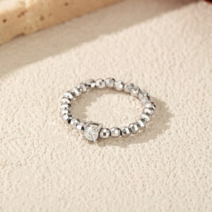 Moissanite Round Solitaire Faceted Bead Ring - Perimade & Co.