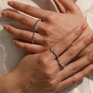 Moissanite Round Solitaire Faceted Bead Ring - Perimade & Co.