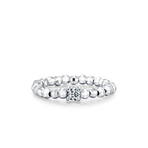 Moissanite Round Solitaire Faceted Bead Ring - Perimade & Co.
