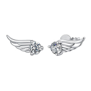 Moissanite Sculpted Angel Wing Stud Earrings - Perimade & Co.