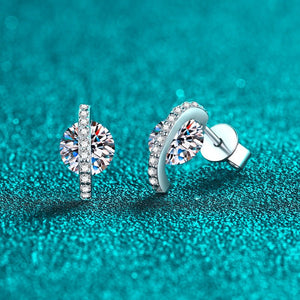 Moissanite Solitaire Bar Intersect Stud Earrings - Perimade & Co.