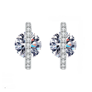 Moissanite Solitaire Bar Intersect Stud Earrings - Perimade & Co.