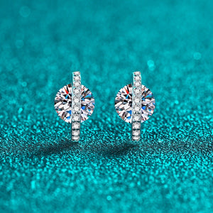 Moissanite Solitaire Bar Intersect Stud Earrings - Perimade & Co.