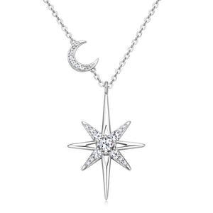 Moissanite Star Moon Pendant Necklace - Perimade & Co.