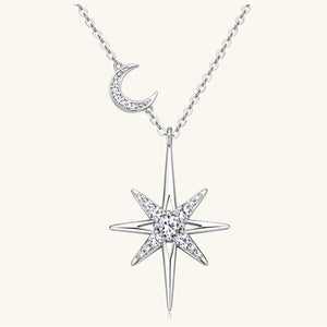 Moissanite Star Moon Pendant Necklace - Perimade & Co.