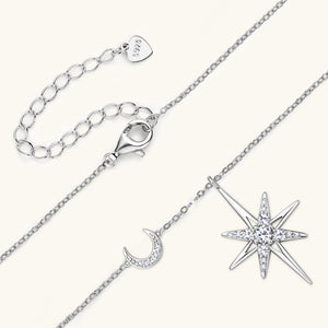 Moissanite Star Moon Pendant Necklace - Perimade & Co.