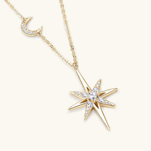Moissanite Star Moon Pendant Necklace - Perimade & Co.