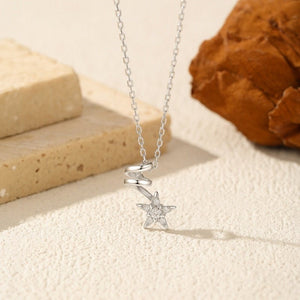 Moissanite Star Twist Ribbon Charm Necklace - Perimade & Co.