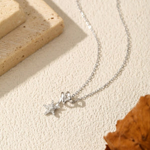 Moissanite Star Twist Ribbon Charm Necklace - Perimade & Co.