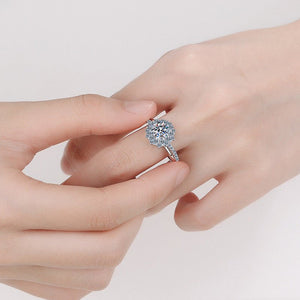 Moissanite Sunflower Halo Engagement Ring - Perimade & Co.