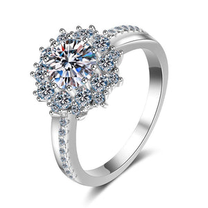 Moissanite Sunflower Halo Engagement Ring - Perimade & Co.