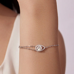 Moissanite Teardrop Halo Layer Chain Bracelet - Perimade & Co.