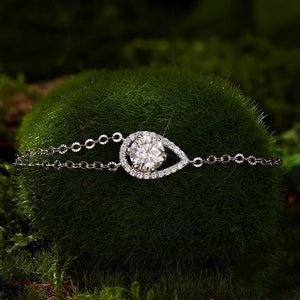 Moissanite Teardrop Halo Layer Chain Bracelet - Perimade & Co.