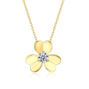 Moissanite Three Leaf Clover Charm Necklace - Perimade & Co.