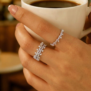 Moissanite Tiara Crown Wave Stack Band Ring - Perimade & Co.