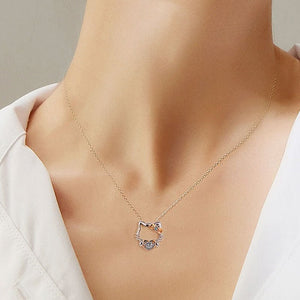 Moissanite Two-Tone Cat Bow Heart Necklace - Perimade & Co.