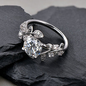 Moissanite Vine Leaf Solitaire Engagement Ring - Perimade & Co.