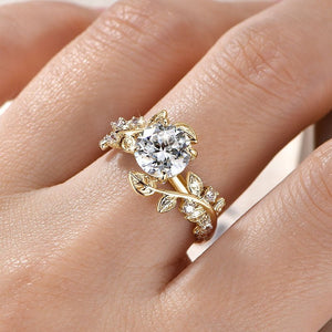 Moissanite Vine Leaf Solitaire Engagement Ring - Perimade & Co.