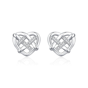 Moissanite Woven Hollow Heart Stud Earrings - Perimade & Co.