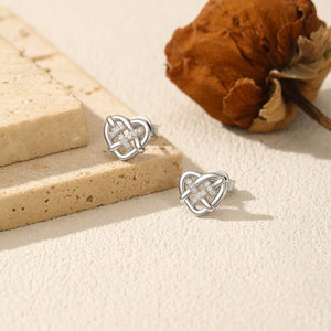 Moissanite Woven Hollow Heart Stud Earrings - Perimade & Co.