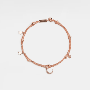 Moon Star Charm Bead Double Chain Anklet - Perimade & Co.