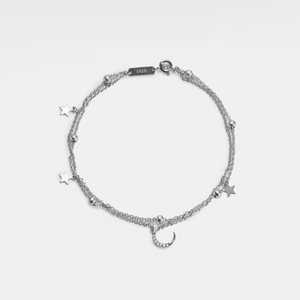 Moon Star Charm Bead Double Chain Anklet - Perimade & Co.