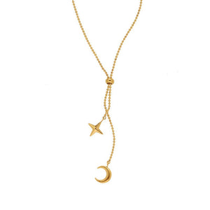 Moon Star Pendant Lariat Y Necklace - Perimade & Co.