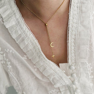 Moon Star Pendant Lariat Y Necklace - Perimade & Co.