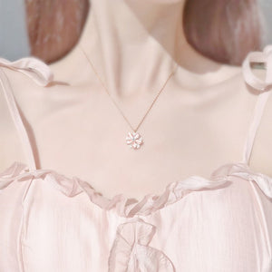 Moonstone Flower Fidget Spinner Necklace - Perimade & Co.