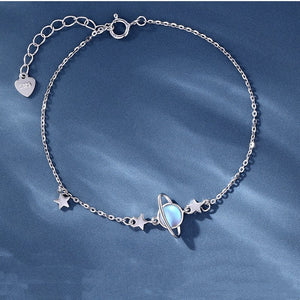 Moonstone Planet Saturn Charm Bracelet - Perimade & Co.