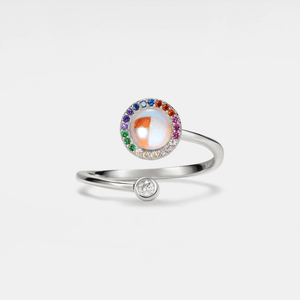 Moonstone Rainbow Halo Fidget Spinner Ring - Perimade & Co.