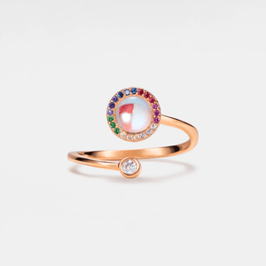 Moonstone Rainbow Halo Fidget Spinner Ring - Perimade & Co.