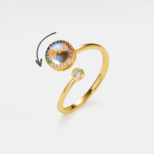 Moonstone Rainbow Halo Fidget Spinner Ring - Perimade & Co.