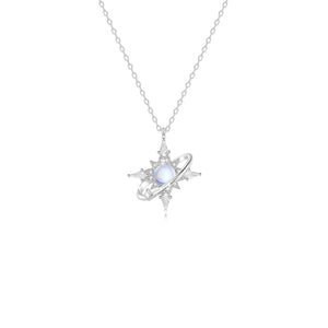 Moonstone Saturn North Star Pendant Necklace - Perimade & Co.