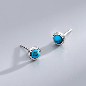 Moonstone Turquoise Agate Stud Earrings - Perimade & Co.