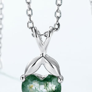 Moss Agate Crystal Heart Charm Necklace - Perimade & Co.